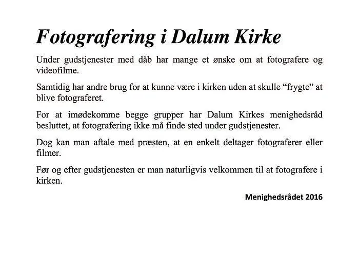 om fotografering i kirken